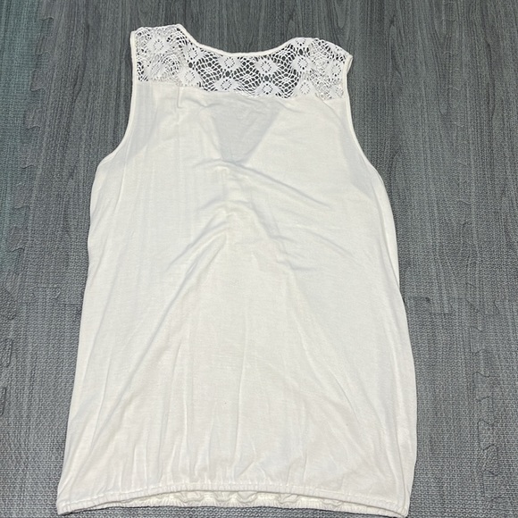 Loft Cream Drape Front Tank with Embroidered Back Detail - Women’s Size M - Picture 4 of 5